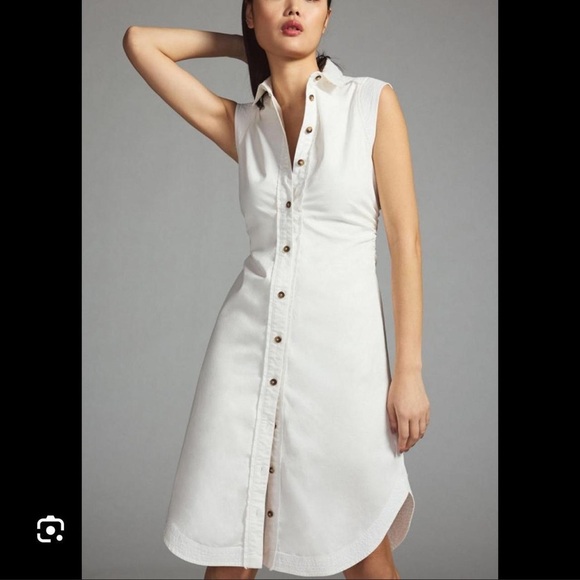 Pilcro Dresses & Skirts - Anthropologie Pilcro white button front dress size 6